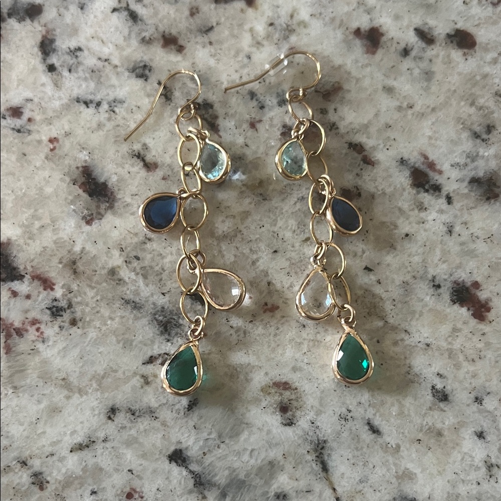 BaubleBar Elegant Gold and Green Dangle Earrings